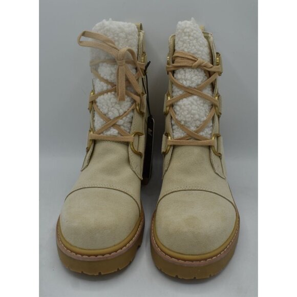 Sorel Womens Size 10 Joan Now Lace Cozy Bleached Ceramic Suede Waterproof Boots - Picture 3 of 13